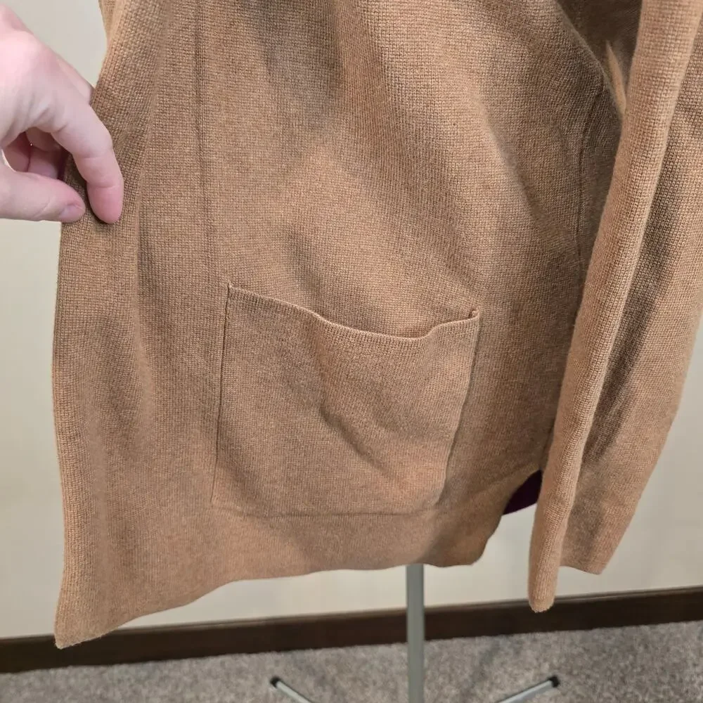 Women's J. Crew Brown Open Front Cotton Sweater Cardigan | Size Medium